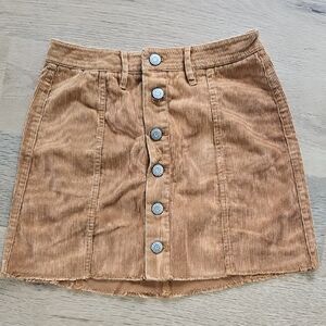 Aero High Rise Corduroy Mini Skirt Button Front Brown Size 2